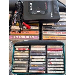 Massive VTG Two-Sided Case Logic Cassette Case with 60 Cassette‎ Tapes & Player